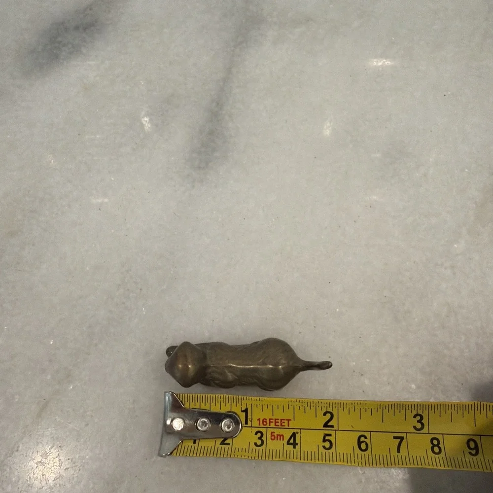 Vintage Miniature Solid Brass Hunting Pouncing Cat Figurine Tail up